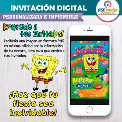Bob Esponja Invitación Digital de Cumpleaños