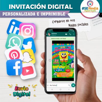 Bob Esponja Invitación Digital de Cumpleaños
