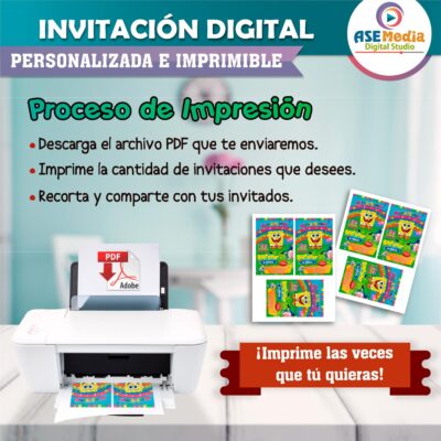 Bob Esponja Invitación Digital de Cumpleaños