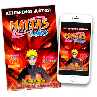 Naruto Shippuden Invitación Digital de Cumpleaños #2