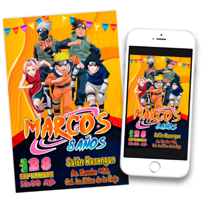 Naruto Shippuden Invitación Digital de Cumpleaños #3