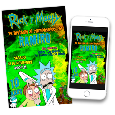 Rick y Morty Invitación Digital de Cumpleaños