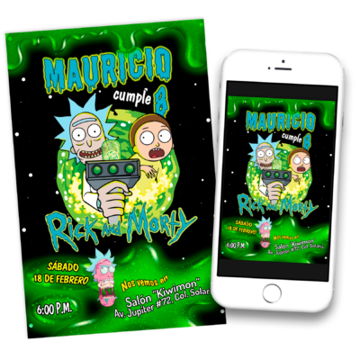 Rick y Morty Invitación Digital de Cumpleaños #2