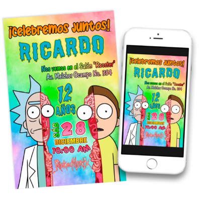Rick y Morty Invitación Digital de Cumpleaños #3