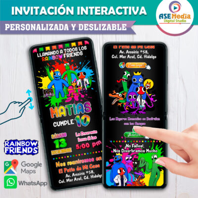 Alternative view of Rainbow Friends Invitación Interactiva de Cumpleaños