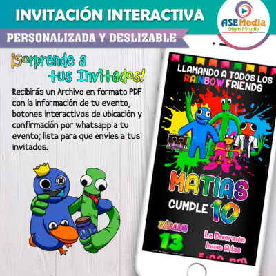 Rainbow Friends Invitación Interactiva de Cumpleaños - Imagen 3