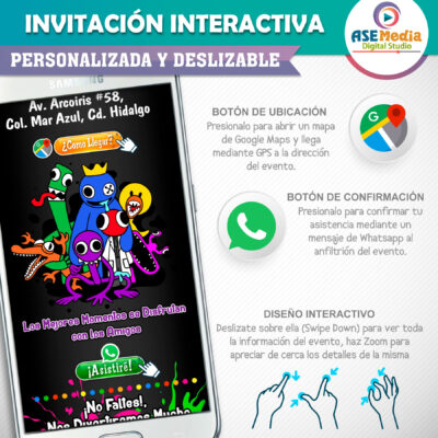 Rainbow Friends Invitación Interactiva de Cumpleaños - Imagen 4