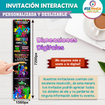 Rainbow Friends Invitación Interactiva de Cumpleaños - Imagen 6