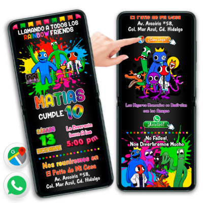Rainbow Friends Invitación Interactiva de Cumpleaños