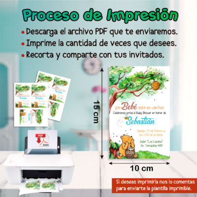 Mi Baby Shower con Winnie Pooh Invitación Digital Mod 02