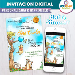 Mi Baby Shower con Winnie Pooh Invitación Digital Mod 03