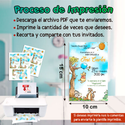 Mi Baby Shower con Winnie Pooh Invitación Digital Mod 03