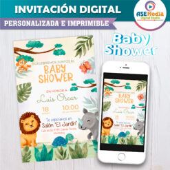 Baby Shower Animalitos de la Selva Invitación Digital