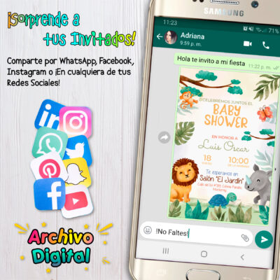 Baby Shower Animalitos de la Selva Invitación Digital