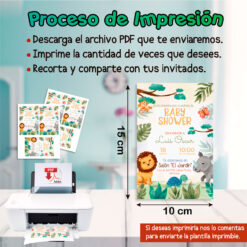 Baby Shower Animalitos de la Selva Invitación Digital