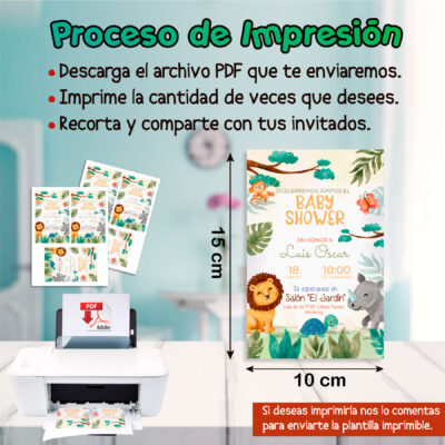 Baby Shower Animalitos de la Selva Invitación Digital