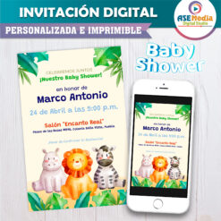 Baby Shower Animalitos de la Selva Invitación Digital Mod 02