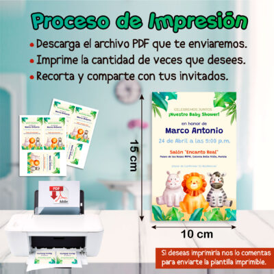 Baby Shower Animalitos de la Selva Invitación Digital Mod 02