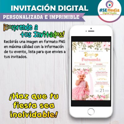 Mi Bautizo Niña Invitación Digital