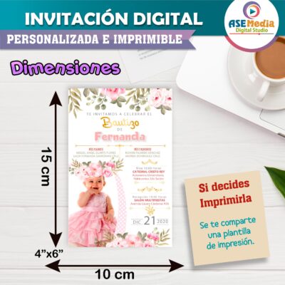 Mi Bautizo Niña Invitación Digital