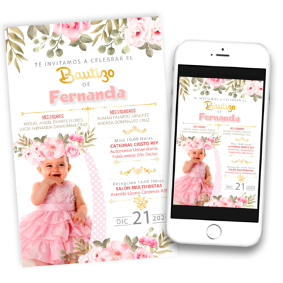Mi Bautizo Niña Invitación Digital