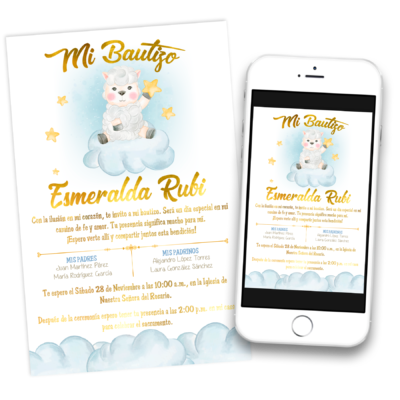 Mi Bautizo Borreguito Invitación Digital