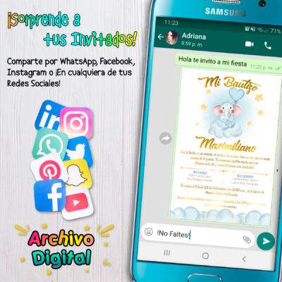 Mi Bautizo Elefantito Invitación Digital