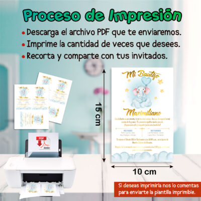 Mi Bautizo Elefantito Invitación Digital