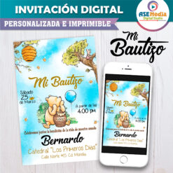 Mi Bautizo con Winnie Pooh Invitación Digital