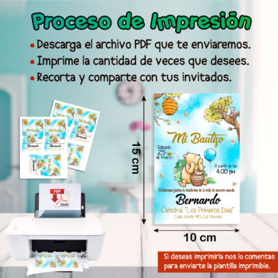 Mi Bautizo con Winnie Pooh Invitación Digital