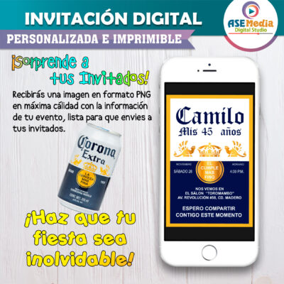 Cerveza Corona Invitación Digital de Cumpleaños
