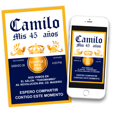 Cerveza Corona Invitación Digital de Cumpleaños