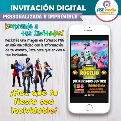 Fornite Invitación Digital de Cumpleaños
