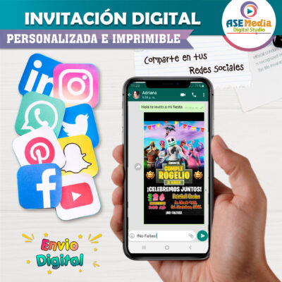 Fornite Invitación Digital de Cumpleaños