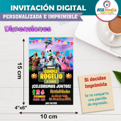 Fornite Invitación Digital de Cumpleaños
