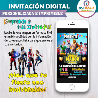 Fornite Invitación Digital de Cumpleaños Mod 02