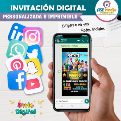 Fornite Invitación Digital de Cumpleaños Mod 02
