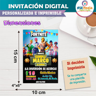 Fornite Invitación Digital de Cumpleaños Mod 02