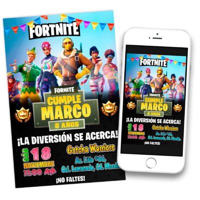 Fornite Invitación Digital de Cumpleaños Mod 02