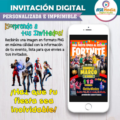 Fornite Invitación Digital de Cumpleaños Mod 03