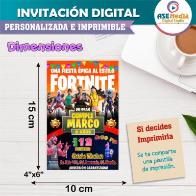 Fornite Invitación Digital de Cumpleaños Mod 03