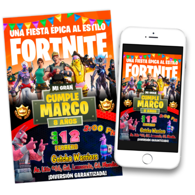 Fornite Invitación Digital de Cumpleaños Mod 03