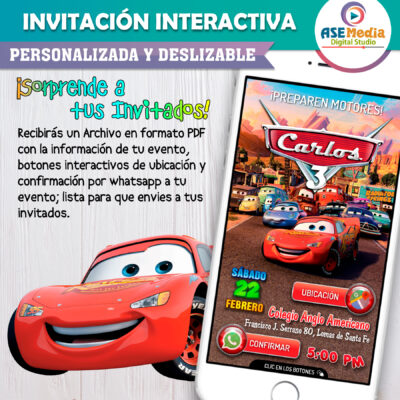 Cars Rayo McQueen Invitación Interactiva de Cumpleaños - Imagen 3