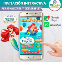 Alternative view of Ariel La Sirenita Invitación Interactiva de Cumpleaños