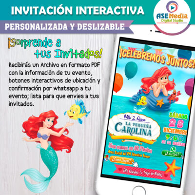 Ariel La Sirenita Invitación Interactiva de Cumpleaños - Imagen 3