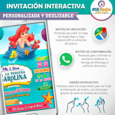 Ariel La Sirenita Invitación Interactiva de Cumpleaños - Imagen 4