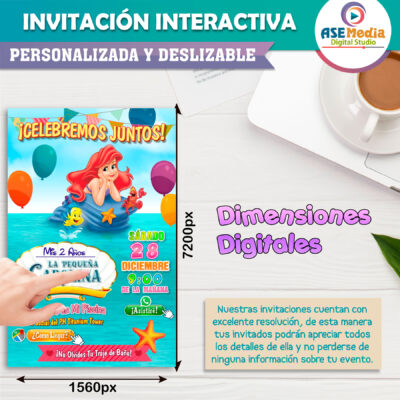 Ariel La Sirenita Invitación Interactiva de Cumpleaños - Imagen 6