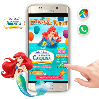 Ariel La Sirenita Invitación Interactiva de Cumpleaños