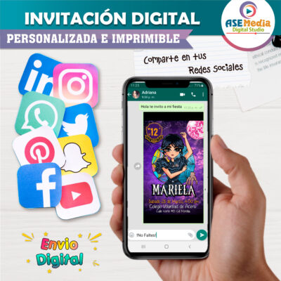 Merlina Wednesday Addams Invitación Digital de Cumpleaños