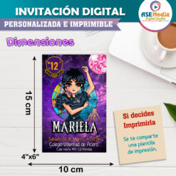 Merlina Wednesday Addams Invitación Digital de Cumpleaños